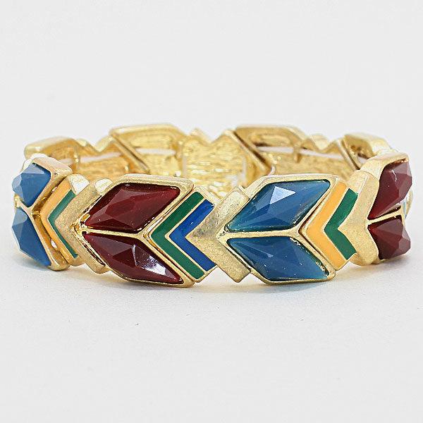 Green Chevron Gem Stretch Bracelet