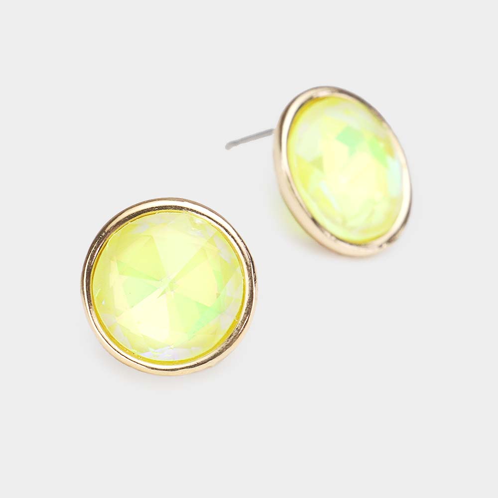 Yellow Round Stone Stud Earrings