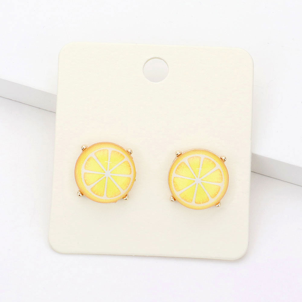 Yellow Lemon Stud Earrings