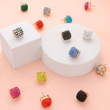 Load image into Gallery viewer, Black Stone Embellished Square Stud Earrings
