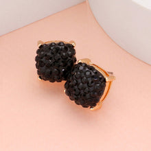 Load image into Gallery viewer, Black Stone Embellished Square Stud Earrings
