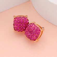 Load image into Gallery viewer, Fuchsia Stone Embellished Square Stud Earrings
