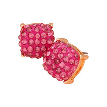 Load image into Gallery viewer, Pink Stone Embellished Square Stud Earrings
