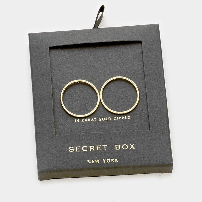Secret Box 14K Gold Dipped Open Circle Stud Earrings