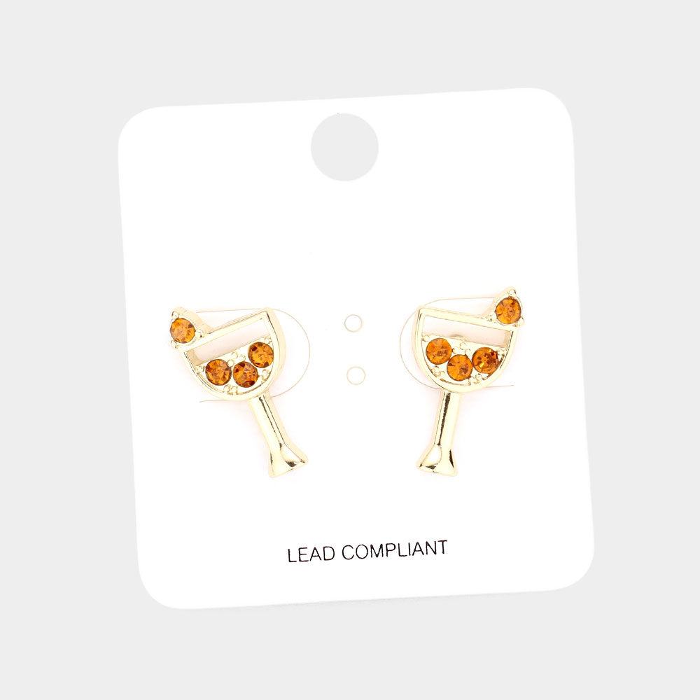 Yellow Stone Embellished Cocktail Stud Earrings