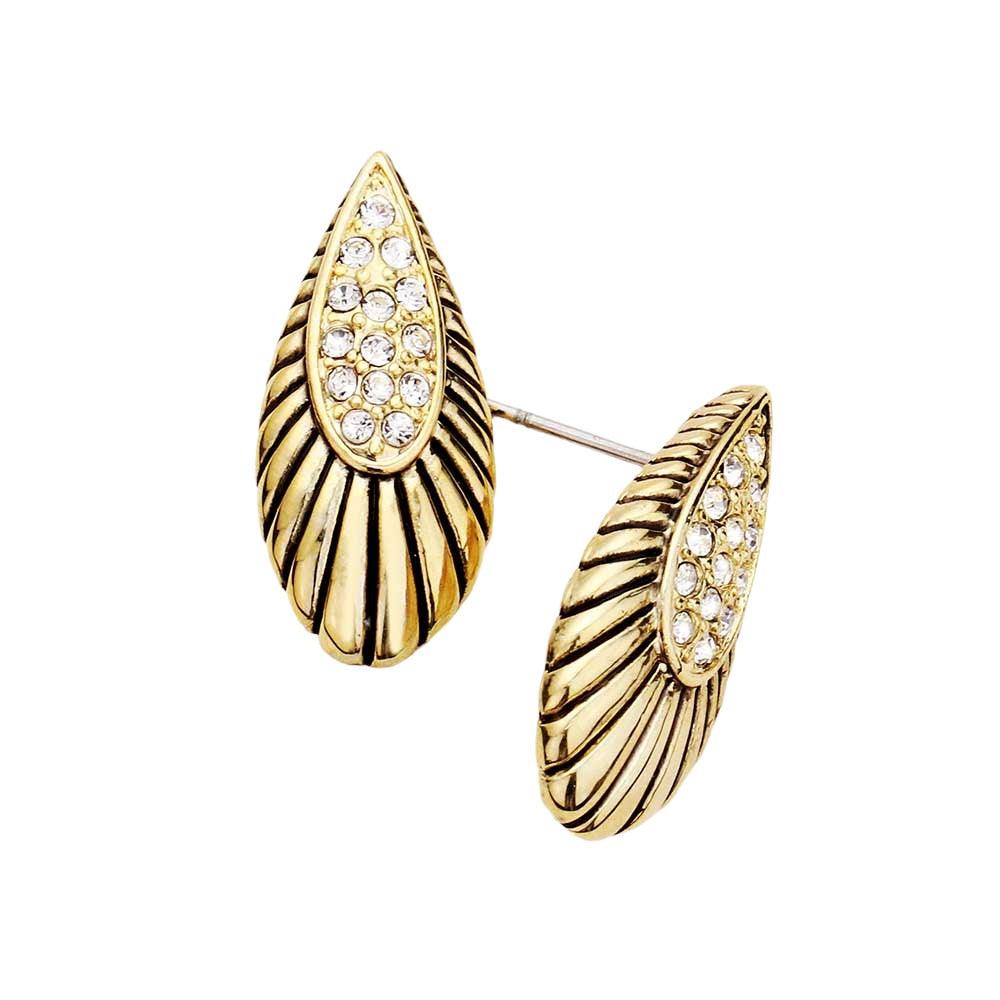 Gold Rhinestone Stud Earrings