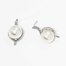 Load image into Gallery viewer, White White Gold Dipped CZ Pearl Stud Earrings
