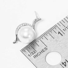 Load image into Gallery viewer, White White Gold Dipped CZ Pearl Stud Earrings
