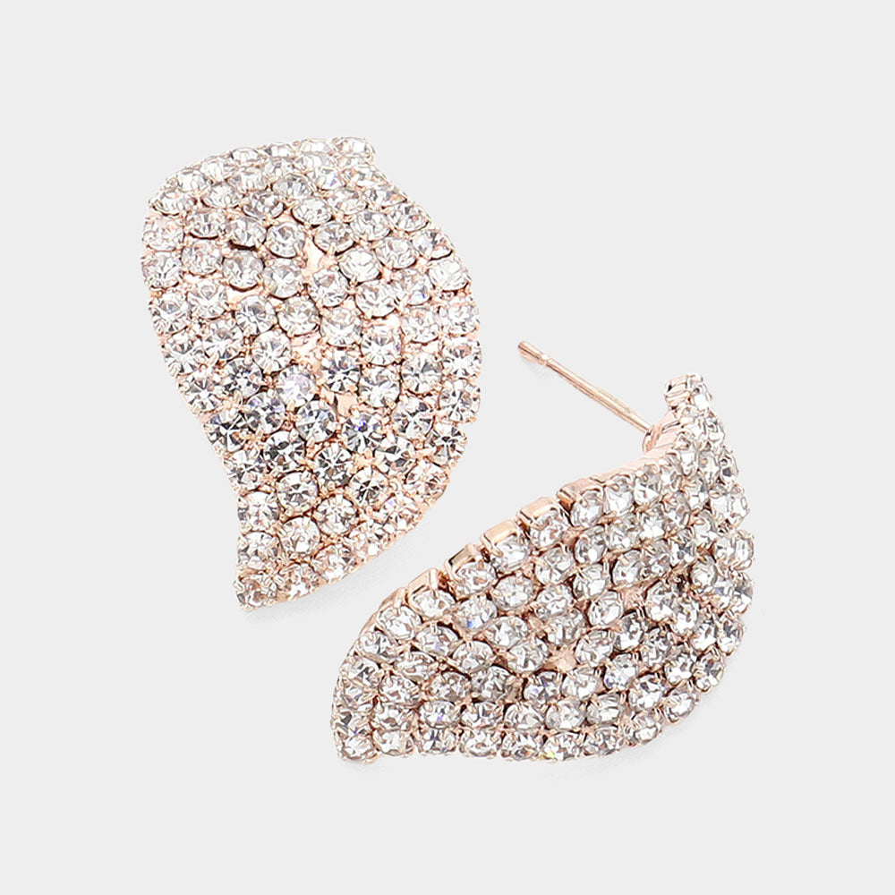 Clear Swirl Crystal Rhinestone Stud Earrings