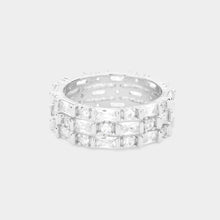 Load image into Gallery viewer, Silver CZ Round Emerald Cut Stone Round Ring
