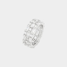 Load image into Gallery viewer, Silver CZ Round Emerald Cut Stone Round Ring
