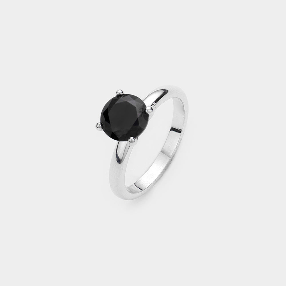 Black CZ Round Ring