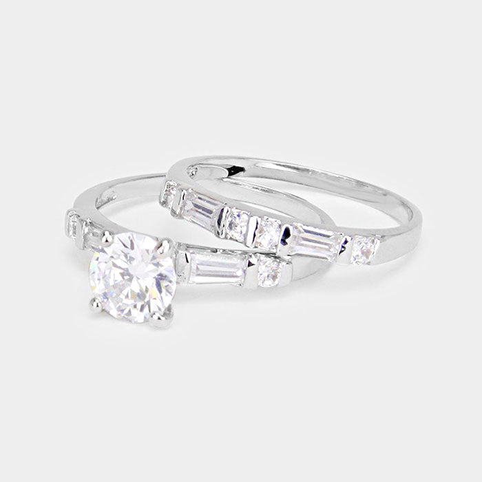 Clear 2 PCS  CZ halo rings
