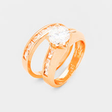Load image into Gallery viewer, Rose Gold 2PCS Rose Gold Plated CZ Round Stone Detail Ring
