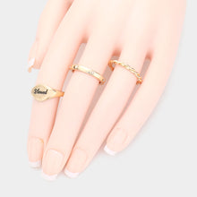 Load image into Gallery viewer, Gold 3PCS  Blessed Rhinestone Embellished Metal Mixed Ring Set
