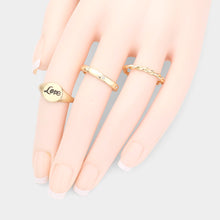 Load image into Gallery viewer, Gold 3PCS  Love Rhinestone Embellished Metal Mixed Ring Set
