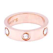 Load image into Gallery viewer, Rose Gold Stone Embellished Stainless Steel Band Ring
