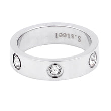 Load image into Gallery viewer, Silver Stone Embellished Stainless Steel Band Ring
