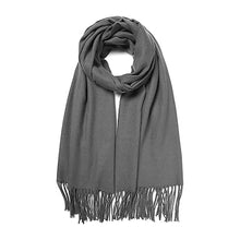 Load image into Gallery viewer, Silver Solid Color Pashmina Scarf Shawl
