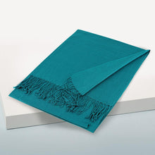 Load image into Gallery viewer, Teal Solid Color Pashmina Scarf Shawl
