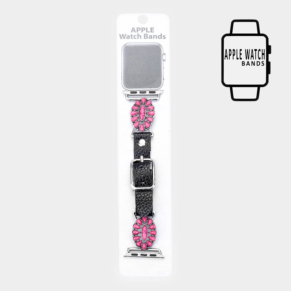 Silver Embossed Teardrop Pink Coral Apple Watch Band