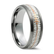 Load image into Gallery viewer, Men&#39;s Wedding Band Ring 6mm Silver with Rose Gold Arrow - Wedding Rings for Men and Women
