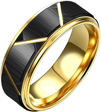 Load image into Gallery viewer, Tungsten Rings for Men Wedding Bands for Him Womens Wedding Bands for Her 6mm Luxury Black Brushed Gold
