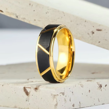 Load image into Gallery viewer, Men&#39;s Wedding Band - Luxury Black Brushed Gold Ring for Men and Women
