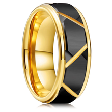 Load image into Gallery viewer, Men&#39;s Wedding Band - Luxury Black Brushed Gold Ring for Men and Women
