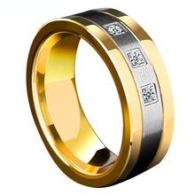 Load image into Gallery viewer, Men&#39;s Wedding Band Rings - Diamond, Gold, Silver, Brushed Finish - Wedding Rings for Men and Women
