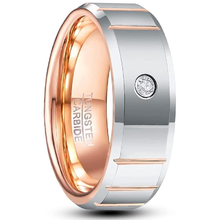 Load image into Gallery viewer, Men&#39;s Wedding Band Rings | Brushed Silver Rose Gold Diamond Rings for Men and Women
