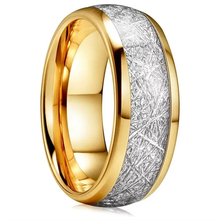 Load image into Gallery viewer, 18k Gold Dome Mens Wedding Band with Fine Silver Inlay - Wedding Rings for Men and Women
