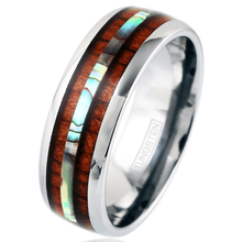 Load image into Gallery viewer, Mens Wedding Band Rings for Men and Women Hawaiian Koa Wood and Abalone
