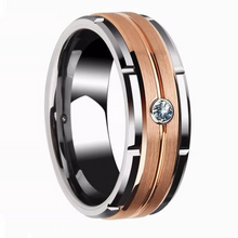 Load image into Gallery viewer, Men&#39;s Wedding Band Rings - Silver, Rose Gold, Brushed Diamond - Wedding Rings for Men and Women
