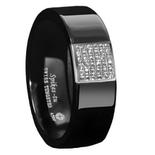 Load image into Gallery viewer, Men&#39;s Wedding Band Ring - Black 925 Silver with 36 Diamonds - Women&#39;s/Men&#39;s Wedding Rings
