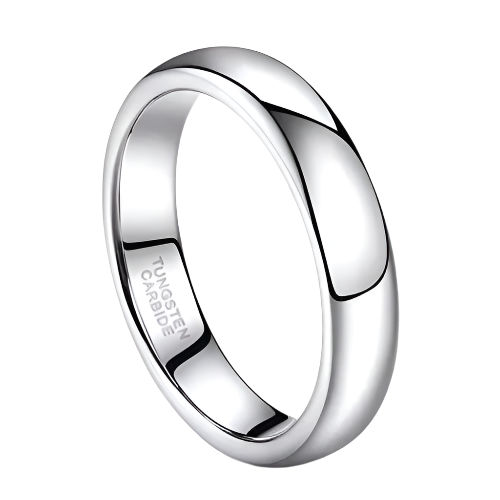 Men's 4mm Silver Polished Classic Wedding Band Ring - Unisex Wedding Rings