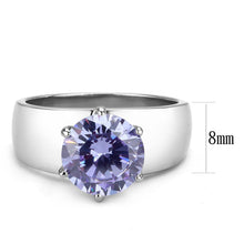 Load image into Gallery viewer, Amethyst Silver Womens Ring Solitaire 316L Stainless Steel Zircoin Anillo Morado y Plata Para Mujer Solitario Acero Inoxidable - Jewelry Store by Erik Rayo
