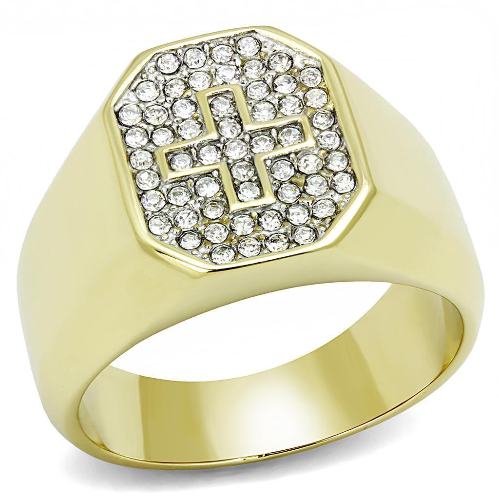 Anillo Color Oro Para Hombres y Ninos de Acero Inoxidable Cruz Cama de Diamantes - Jewelry Store by Erik Rayo
