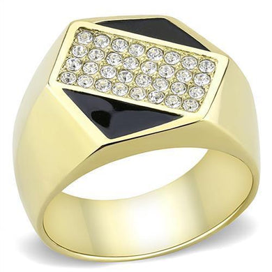 Anillo Color Oro Para Hombres y Ninos de Acero Inoxidable Hexagono Artistico Negro Diamantes - Jewelry Store by Erik Rayo