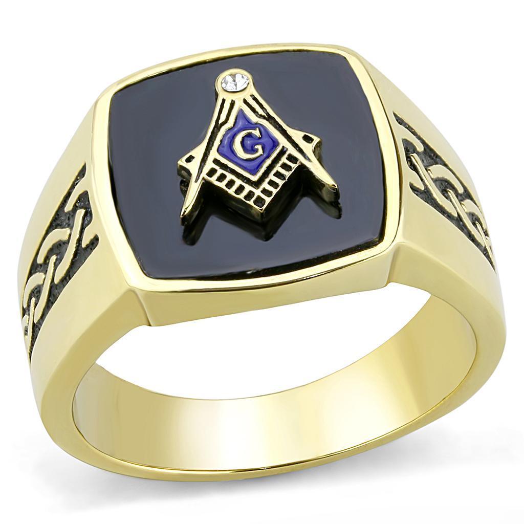 Anillo Color Oro Para Hombres y Ninos de Acero Inoxidable Masonico Negro - Jewelry Store by Erik Rayo