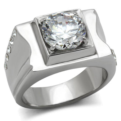 Anillo Color Plata Para Hombres y Ninos de Acero Inoxidable Diamante Grande Solitario - Jewelry Store by Erik Rayo