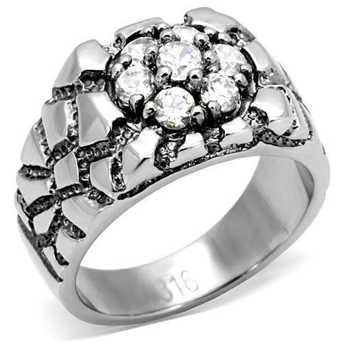 Anillo Color Plata Para Hombres y Ninos de Acero Inoxidable Diamantes en Pepita - Jewelry Store by Erik Rayo