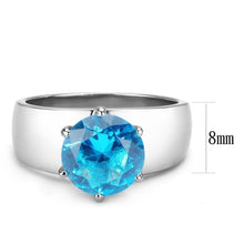 Load image into Gallery viewer, Aquamarine Blue Silver Womens Ring Solitaire 316L Stainless Steel Zircoin Anillo Azul y Plata Para Mujer Solitario Acero Inoxidable - Jewelry Store by Erik Rayo
