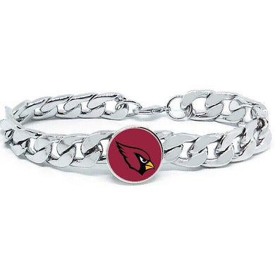 Arizona Cardinals Bracelet Silver Stainless Steel Mens and Womens Curb Link Chain Football Gift - ErikRayo.com
