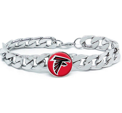 Atlanta Falcons Bracelet Silver Stainless Steel Mens and Womens Curb Link Chain Football Gift - ErikRayo.com