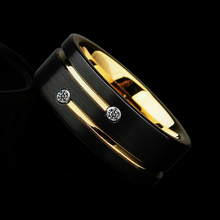 Load image into Gallery viewer, Men&#39;s Band Ring Tungsten Carbide 8mm Vegas Black and Gold
