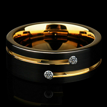 Load image into Gallery viewer, Men&#39;s Band Ring Tungsten Carbide 8mm Vegas Black and Gold
