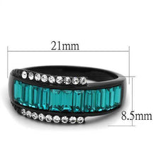 Load image into Gallery viewer, Black Stainless Steel Aqua Aquamarine Zircon cz Blue Baguette Cut Band Ring - Jewelry Store by Erik Rayo
