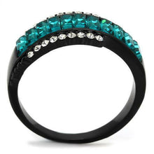 Load image into Gallery viewer, Black Stainless Steel Aqua Aquamarine Zircon cz Blue Baguette Cut Band Ring - Jewelry Store by Erik Rayo
