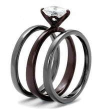 Load image into Gallery viewer, Black Stainless Steel Heart Solitaire Ring Set Anillo Para Mujer - ErikRayo.com
